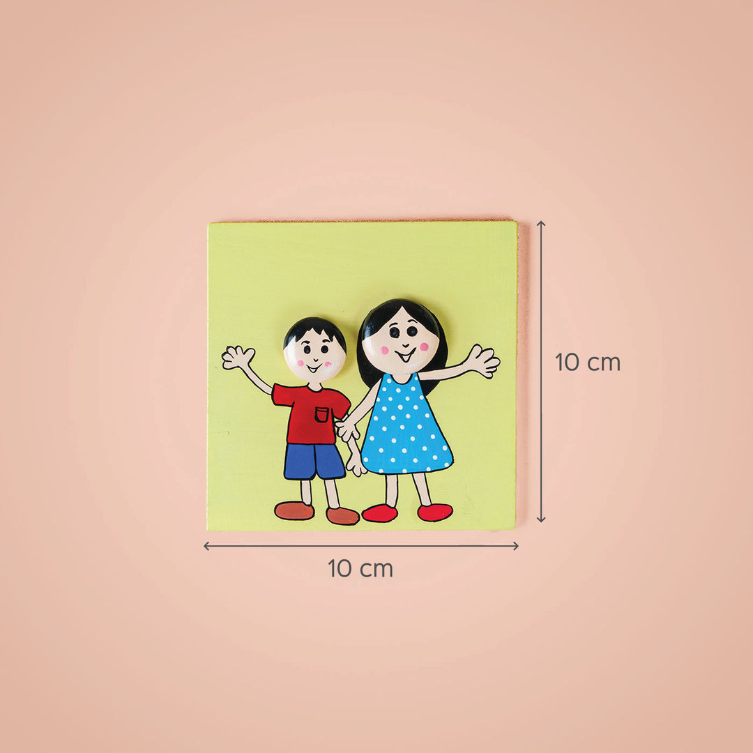 Best Siblings Wooden and Clay Fridge Magnet