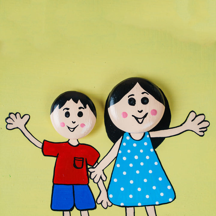 Best Siblings Wooden and Clay Fridge Magnet