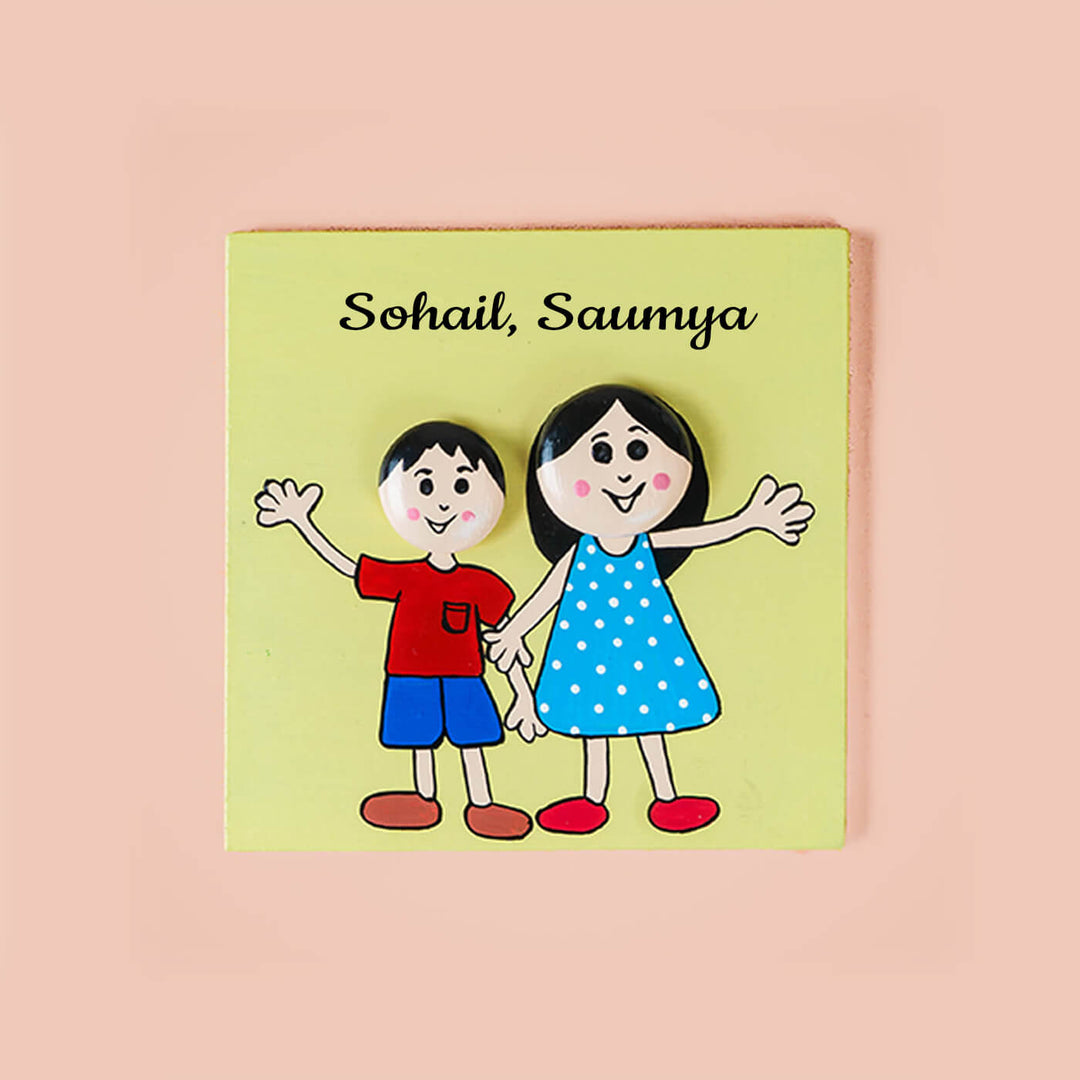 Best Siblings Wooden and Clay Fridge Magnet