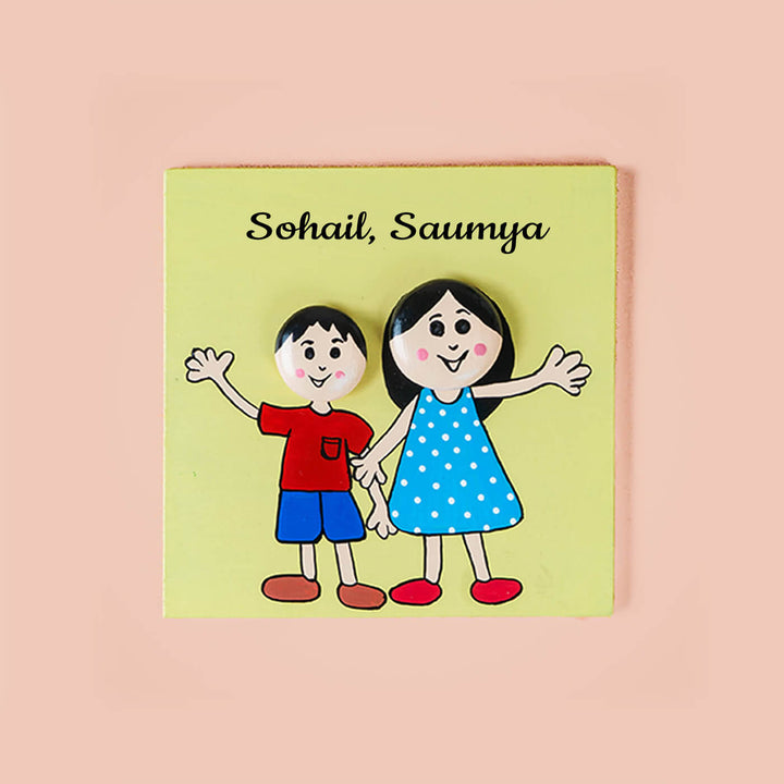 Best Siblings Wooden and Clay Fridge Magnet