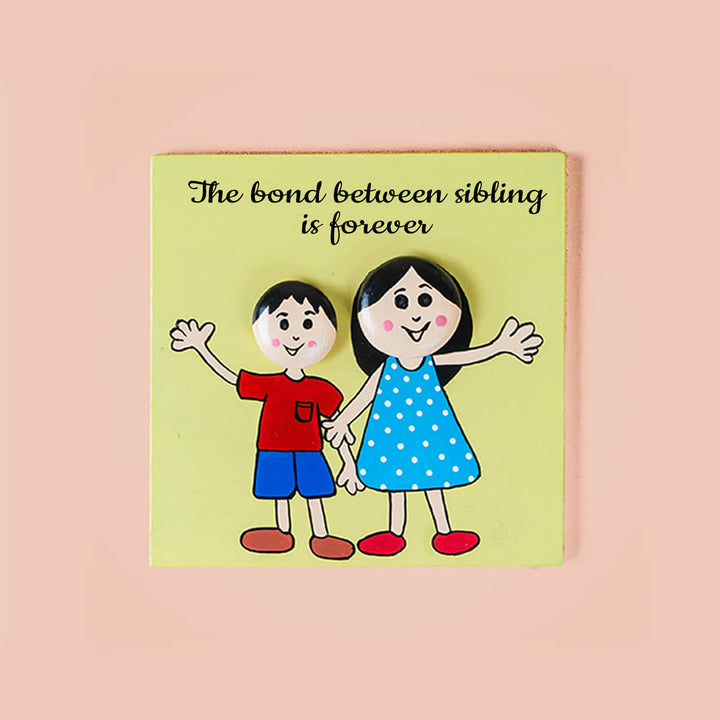 Best Siblings Wooden and Clay Fridge Magnet