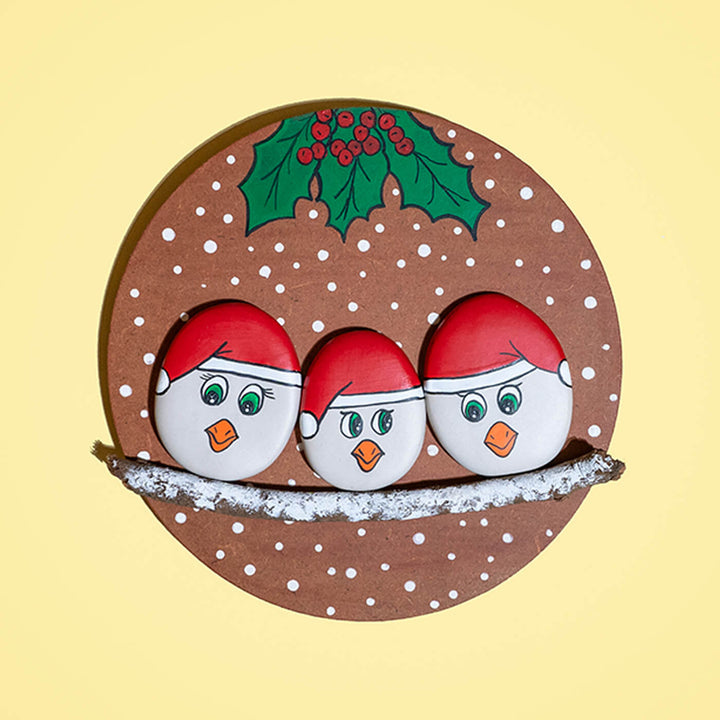 Santa Wooden and Clay Pebble Family Wall Hanging