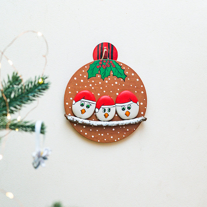 Santa Wooden and Clay Pebble Family Wall Hanging