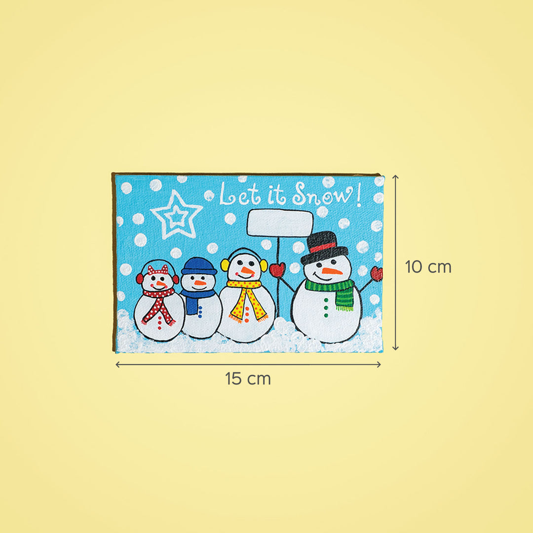 Hand-Painted Snowman Family Canvas Wall Hanging