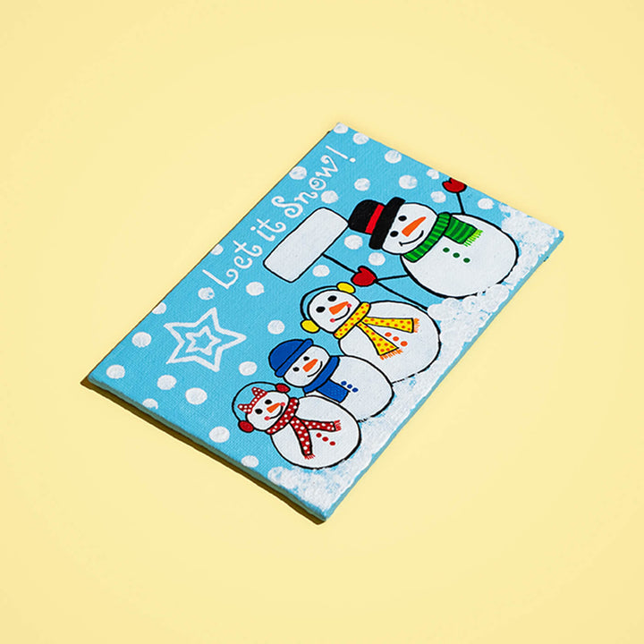 Hand-Painted Snowman Family Canvas Wall Hanging