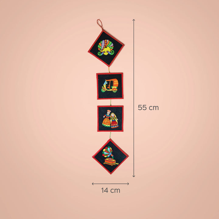 Hand Painted Rajasthan Quirky Canvas Wall Hanging
