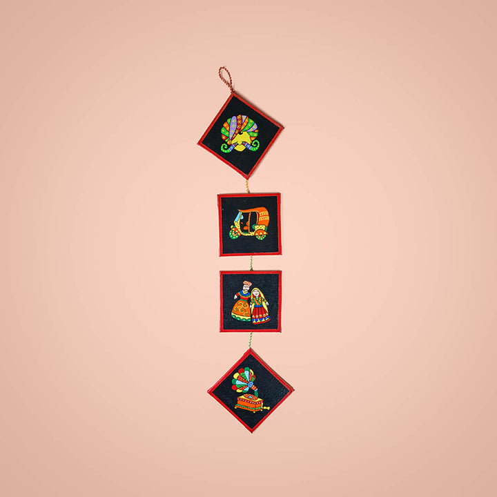 Hand Painted Rajasthan Quirky Canvas Wall Hanging
