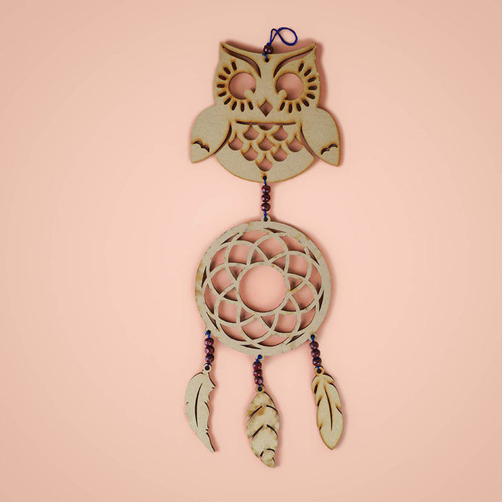 Colourful Owl Wooden Dream Catcher