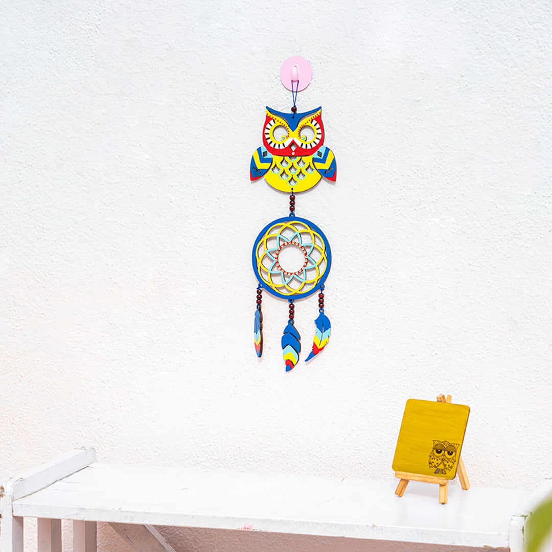 Colourful Owl Wooden Dream Catcher