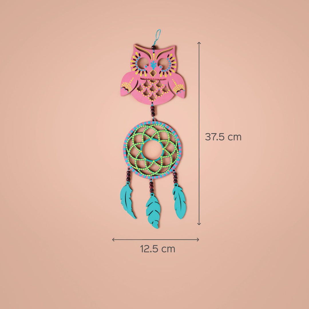 Pink Owl Wooden Dream Catcher