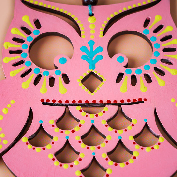 Pink Owl Wooden Dream Catcher