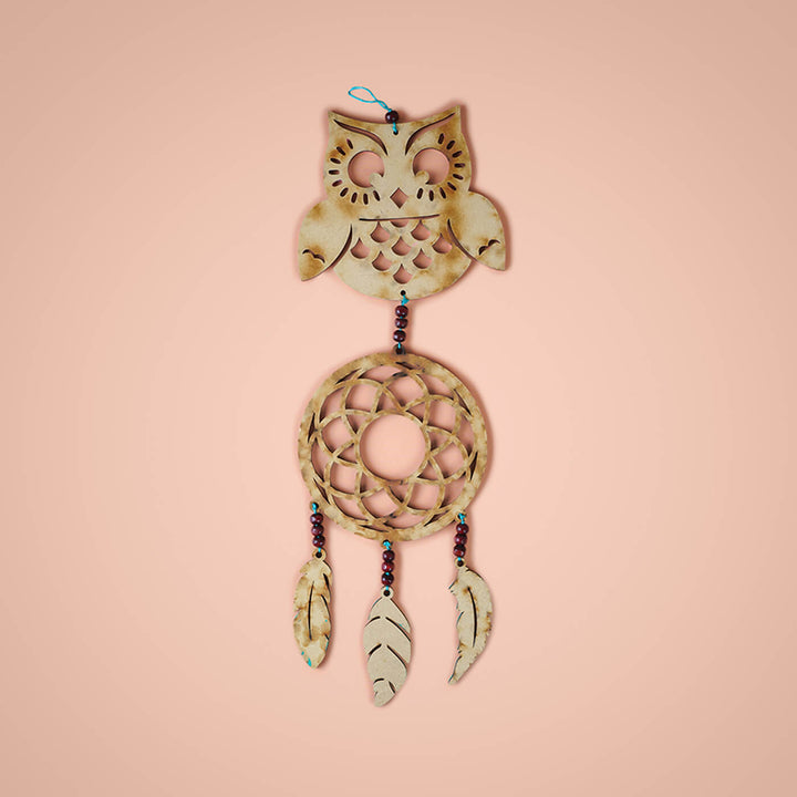 Pink Owl Wooden Dream Catcher