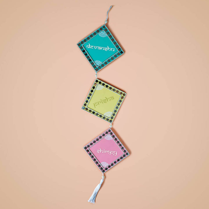 Personalised Warm Pastel Colours Wooden Hanging