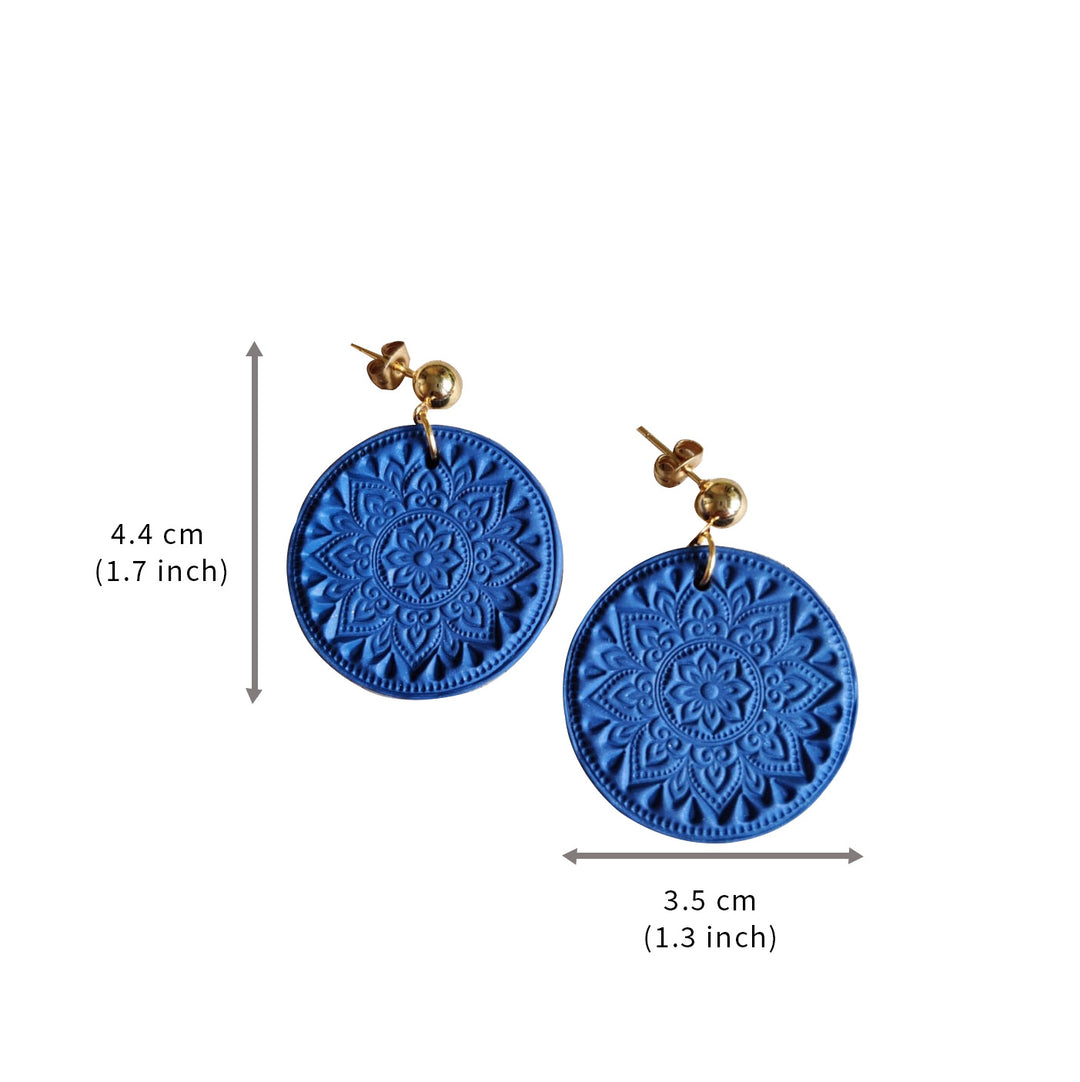 Handmade Clay Sunkissed Floral Earrings - Blue