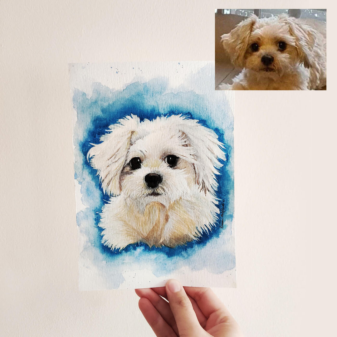 Personalized Watercolor Pet Portrait - Dog