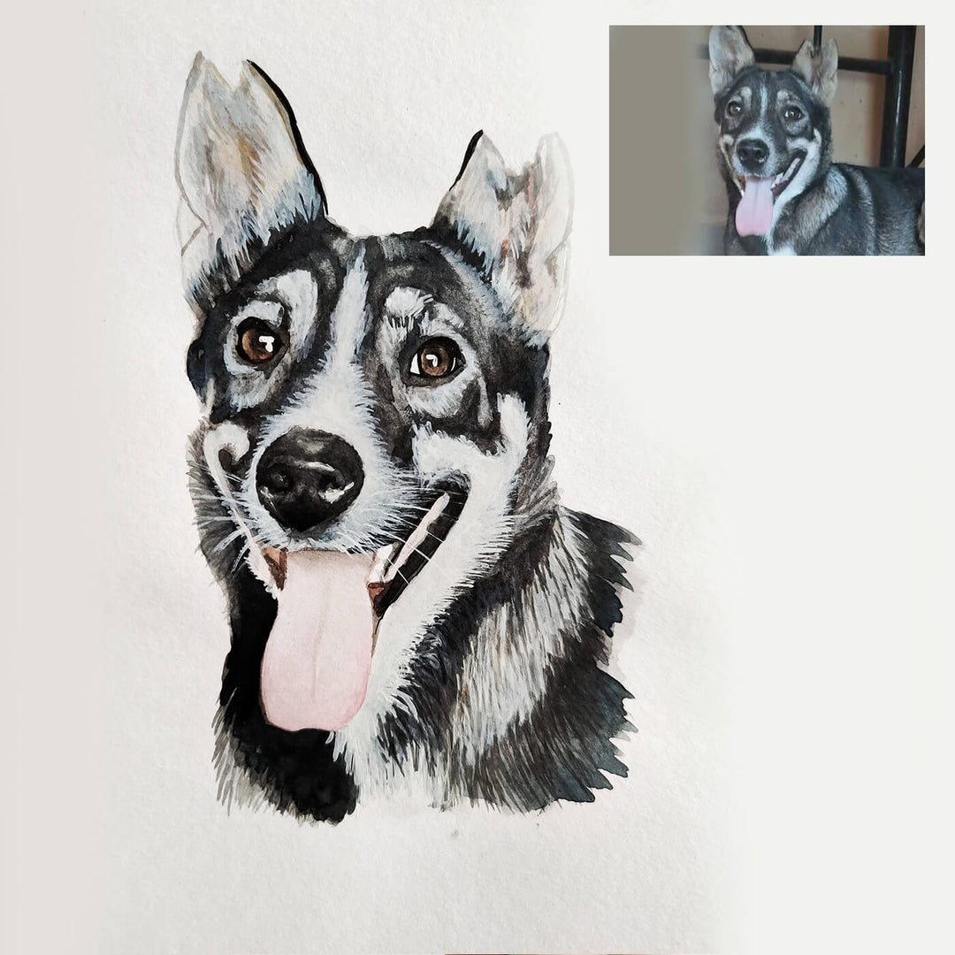 Personalized Watercolor Pet Portrait - Dog