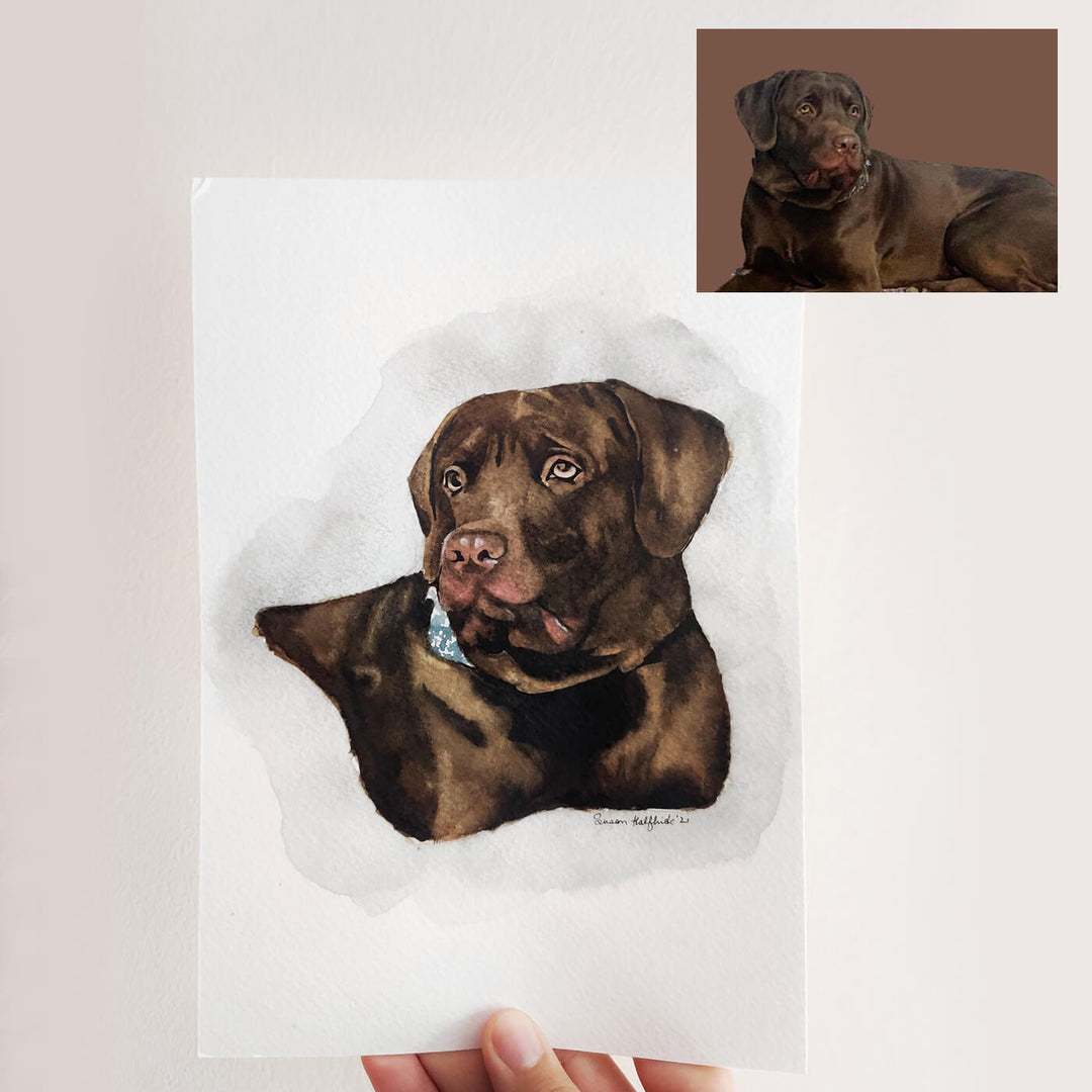 Personalized Watercolor Pet Portrait - Dog