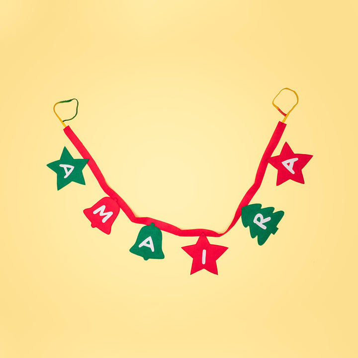 Handmade Upcycled Personalized Felt Garland/ Bunting For Christmas Wall Decoration