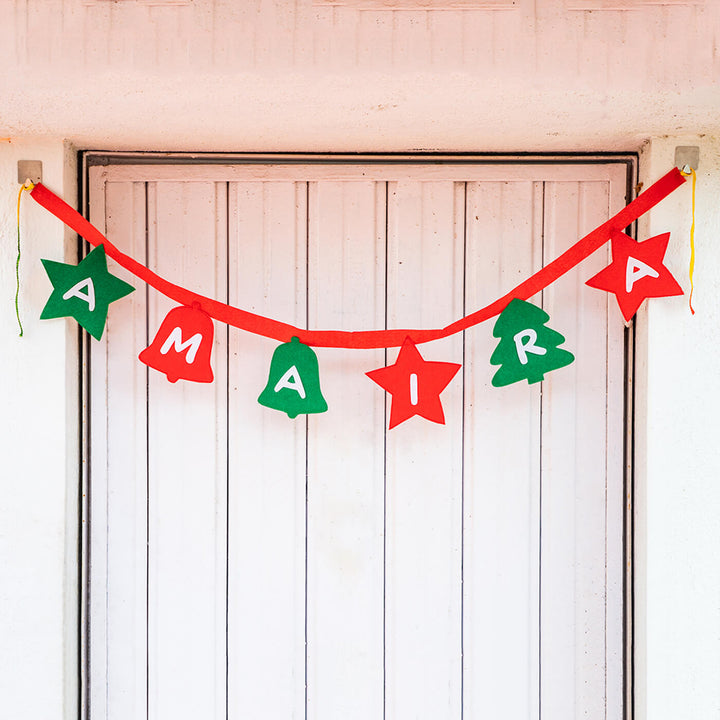 Handmade Upcycled Personalized Felt Garland/ Bunting For Christmas Wall Decoration