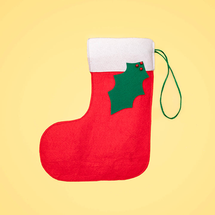 Handmade Upcycled Personalized Felt Stocking Ornament For Christmas Tree Decoration