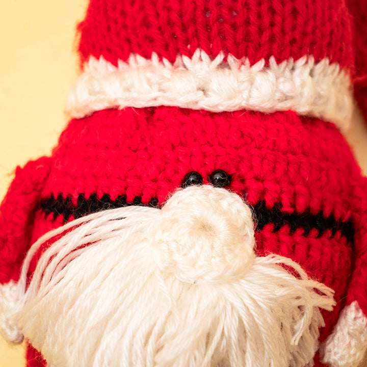 Handmade Upcycled Santa Claus Crochet Woollen Ornament For Christmas Tree Decoration