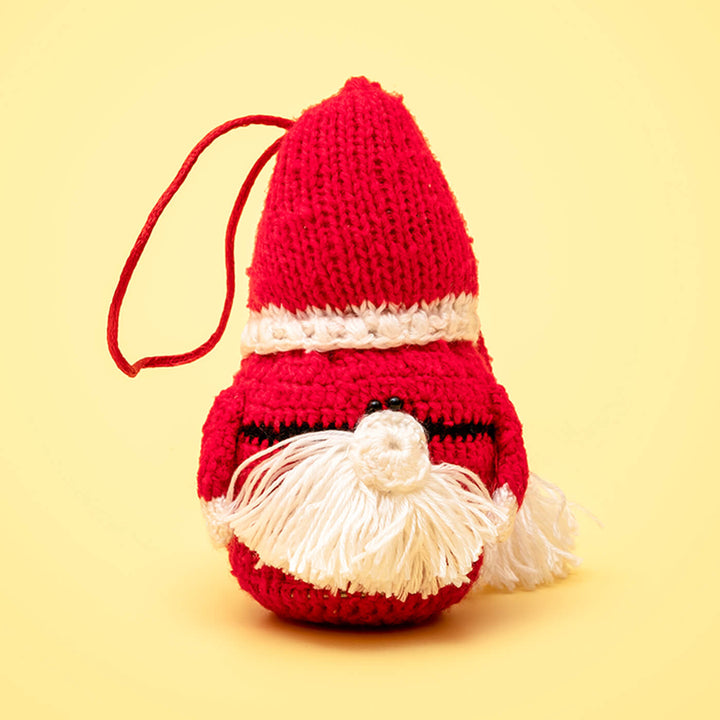 Handmade Upcycled Santa Claus Crochet Woollen Ornament For Christmas Tree Decoration