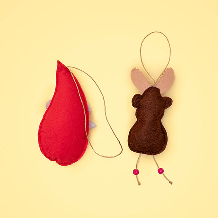Handmade Upcycled Santa And Reindeer Felt Ornaments For Christmas Tree Decoration | Set Of 2
