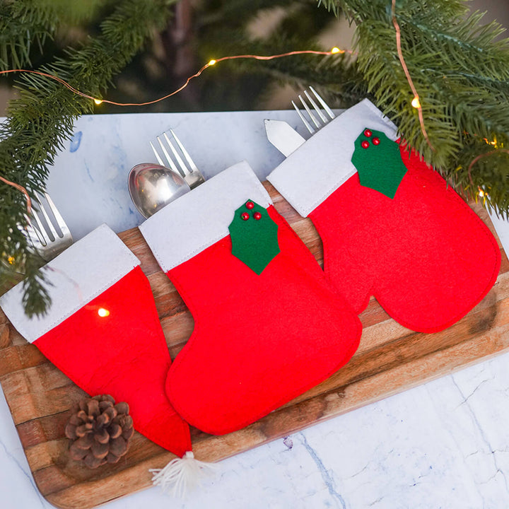 Handmade Upcycled Christmas Felt Pouches Or Multipurpose Holders | Secret Santa Gift Ideas | Set Of 6
