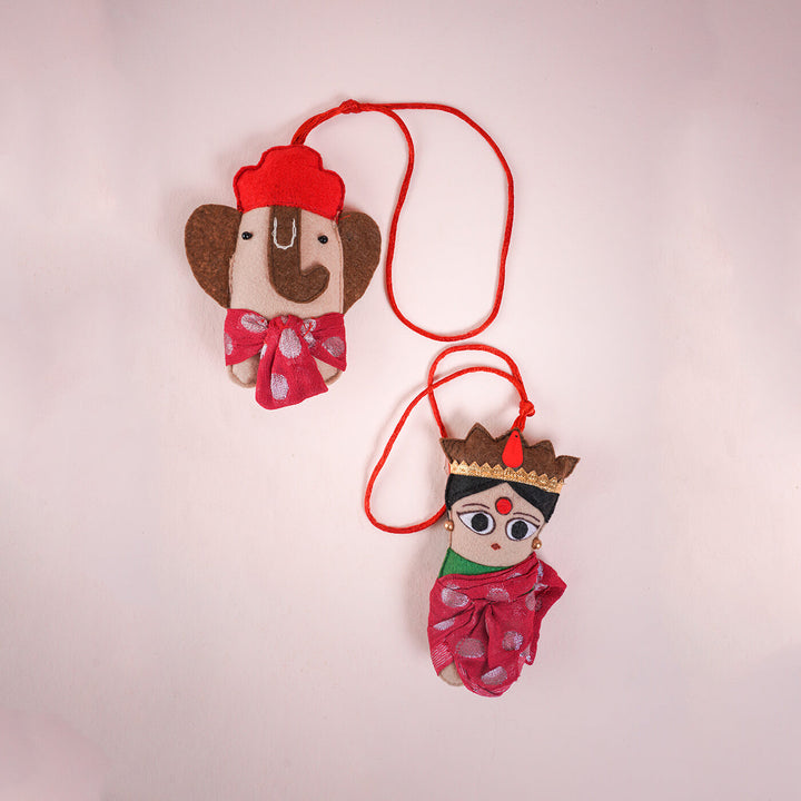 Upcycled Fiber Goddess Laxmi & Lord Ganesha Charm