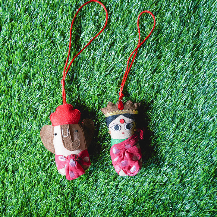 Upcycled Fiber Goddess Laxmi & Lord Ganesha Charm