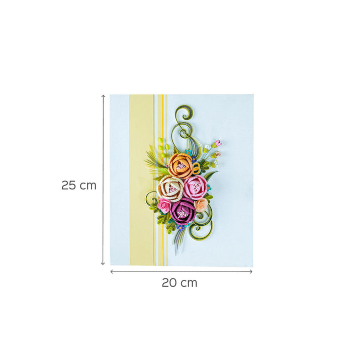 Small Canvas Wall Decor Frame With Paper Quilled Flowers