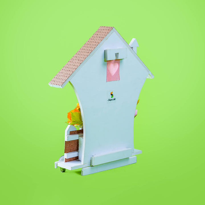 House Shaped MDF Key Holder With Quilled Flowers