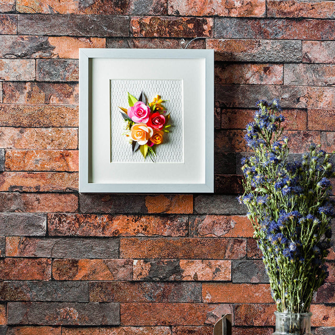 Wall Decor Frame With Quilled Roses