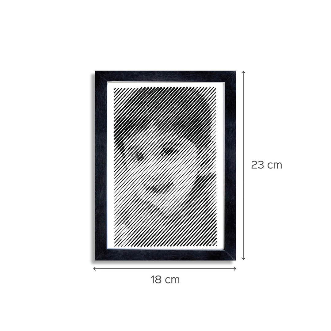 Black & White Portrait With Diagonal Line Engraving - Handmade Marble