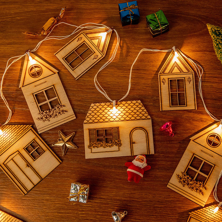 Handmade Harlow Festive Birch Wood Garland With Lights For Christmas Decoration