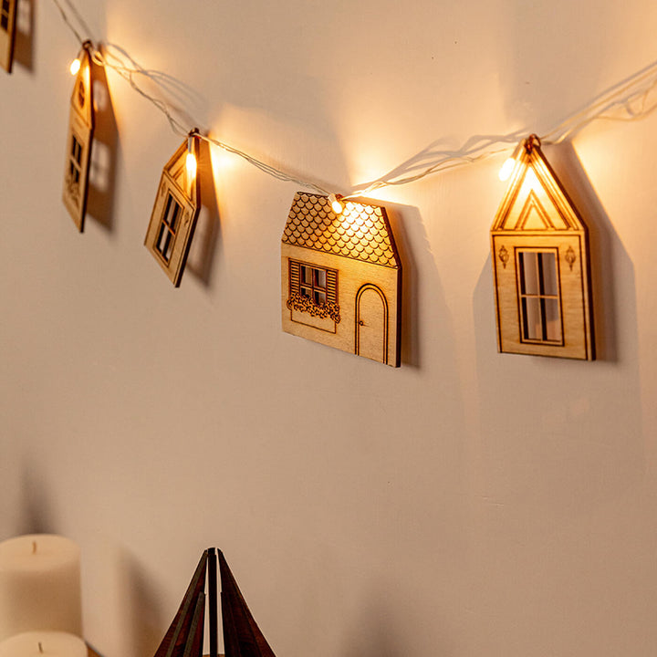 Handmade Harlow Festive Birch Wood Garland With Lights For Christmas Decoration
