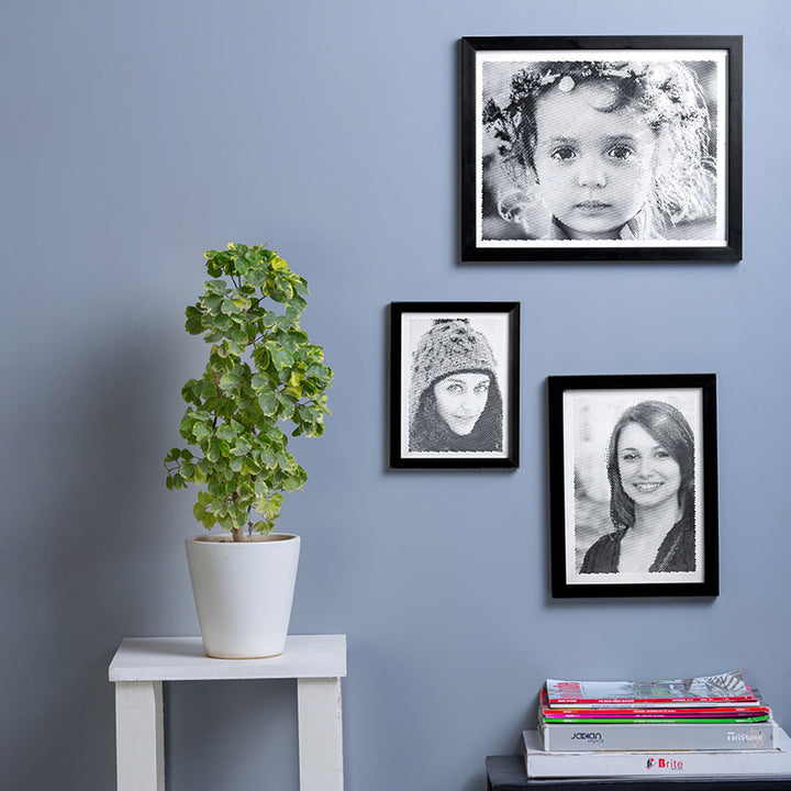 Black & White Portrait With Dotted/Half-tone Effect - Handmade marble
