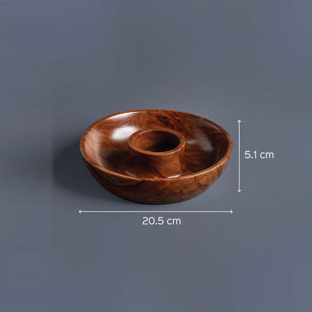 Cazo Sheesham Wood Chip and Dip Bowl