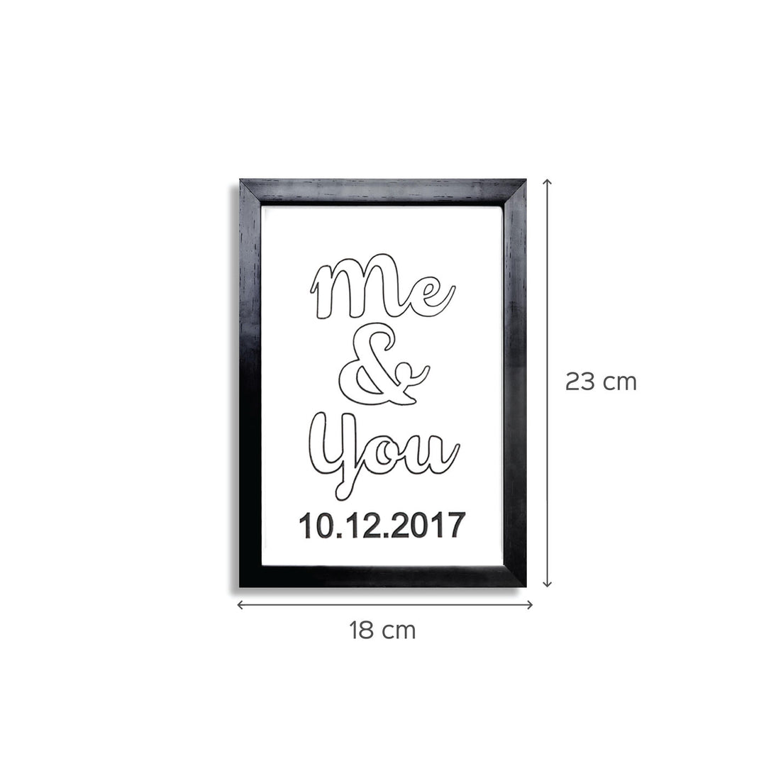 "Me and You" Marble Plaque Black Colour - Customizable Dates - Personalized Wedding Gift