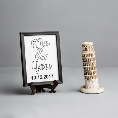"Me and You" Marble Plaque Black Colour - Customizable Dates - Personalized Wedding Gift