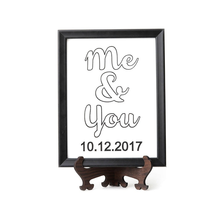"Me and You" Marble Plaque Black Colour - Customizable Dates - Personalized Wedding Gift