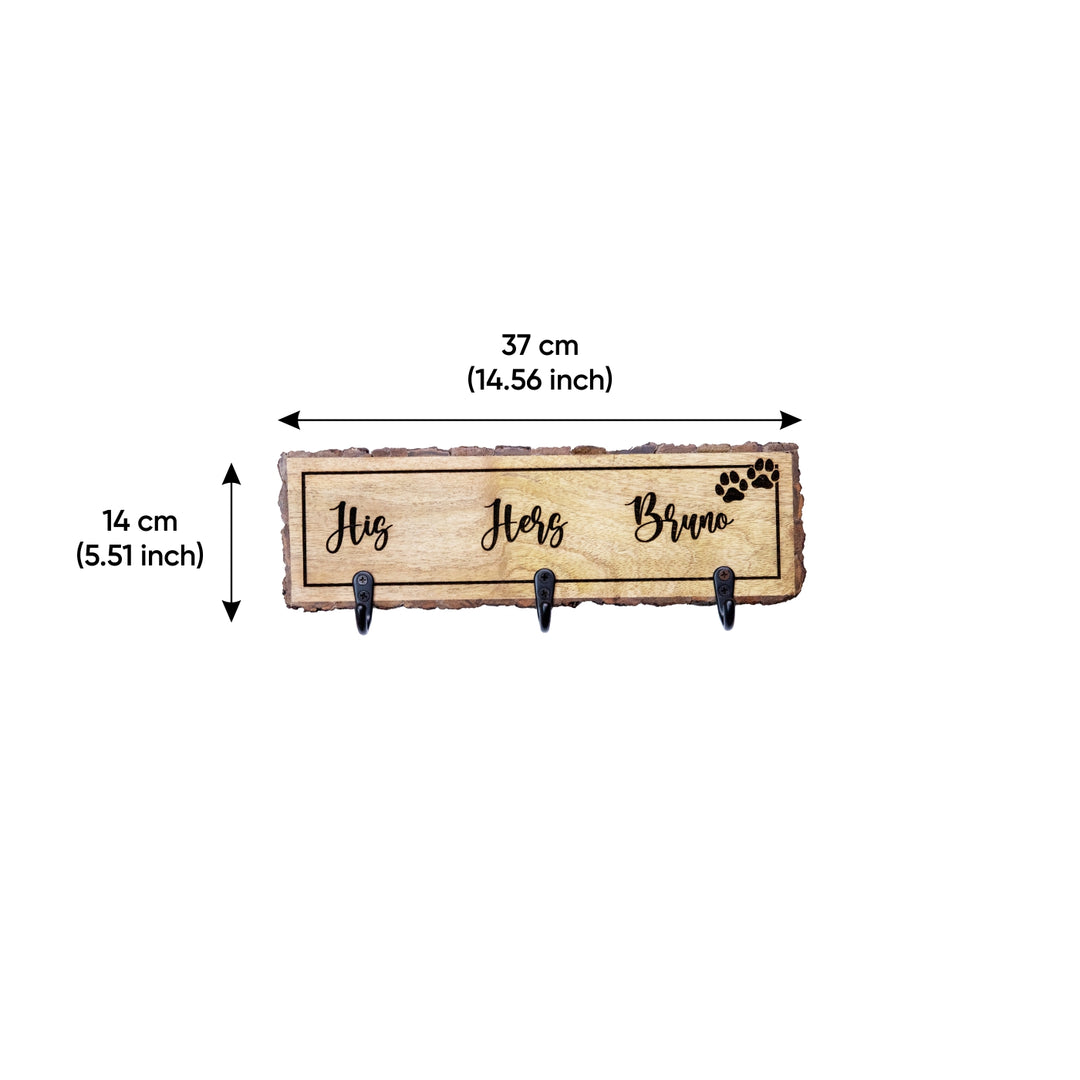 "His Her" Customised Key Holder with Pet Name