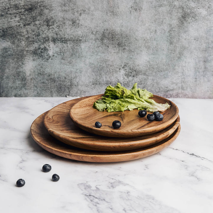 Handcrafted Acacia Wood Dune Serving Plates - Set of 3