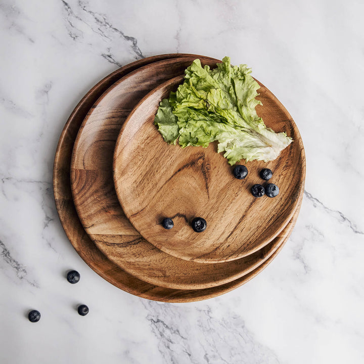 Handcrafted Acacia Wood Dune Serving Plates - Set of 3