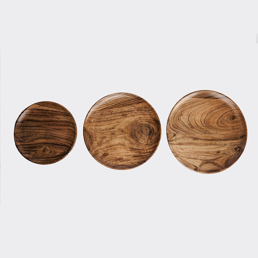 Handcrafted Acacia Wood Dune Serving Plates - Set of 3