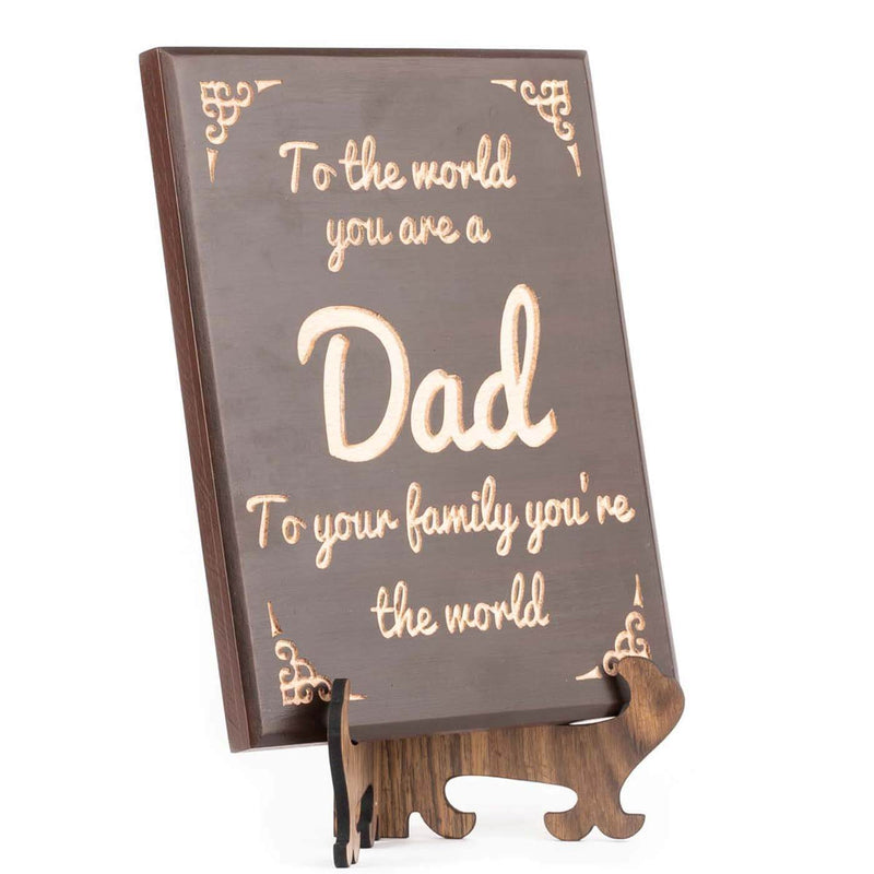 "Dad" Engraved Plaque Walnut Colour - Thoughtful Quote Plaque