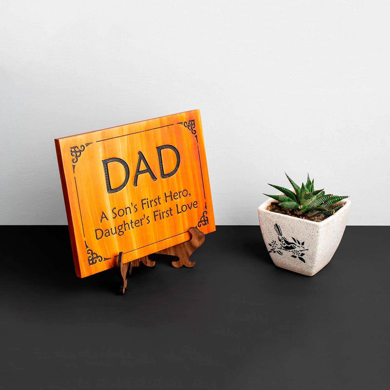 "Dad" Engraved Plaque Teak Colour - Thoughtful Quote Plaque