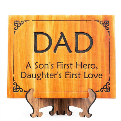 "Dad" Engraved Plaque Teak Colour - Thoughtful Quote Plaque