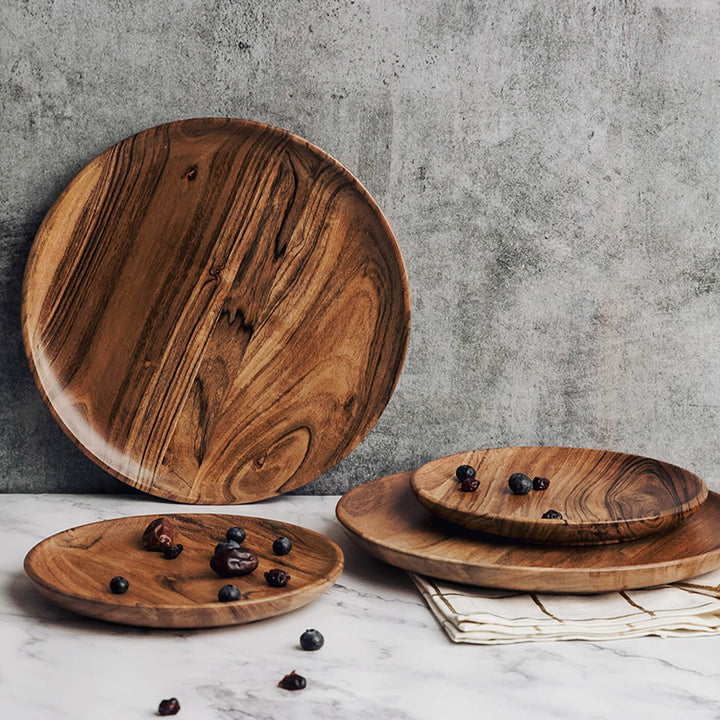 Handcrafted Acacia Wood Dune Serving Plates Combo