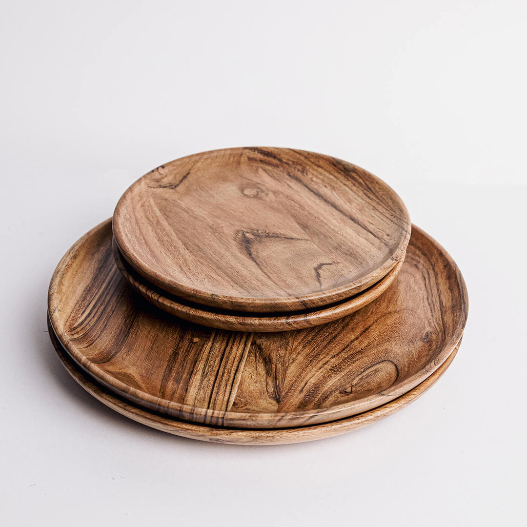 Handcrafted Acacia Wood Dune Serving Plates Combo